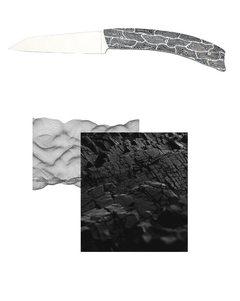 Couteau G10 esprit vagues | Design bleu/noir - Tokou Coutelier