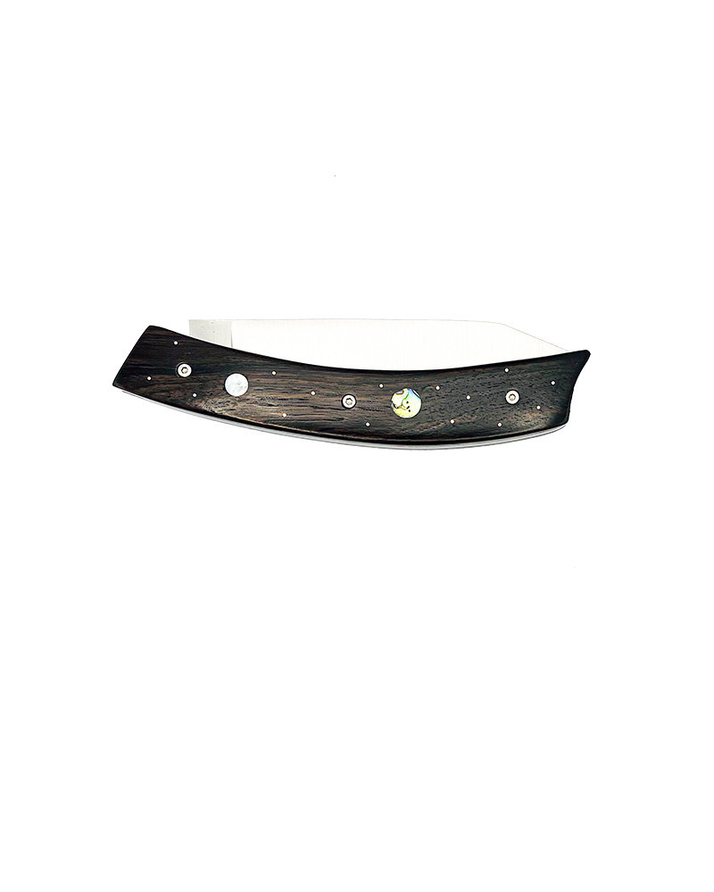 Couteau Création Cosmos - bois ébene insert nacre et laiton - Tokou Coutelier