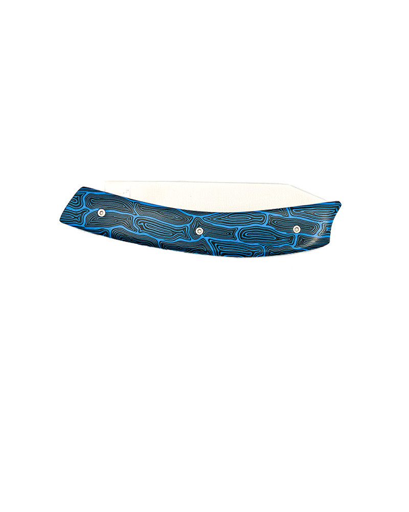 Couteau G10 esprit vagues | Design bleu/noir - Tokou Coutelier