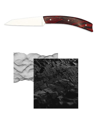 Couteau G10 rouge sombre | Motif esprit Damas - Tokou Coutelier