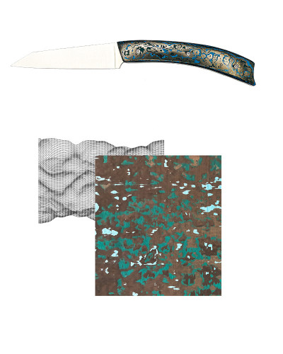 Couteau inspiration tempête polaire | Bleu glacier et gris argenté