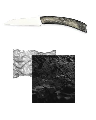 Couteau carbone gris monochrome | Manche carbone ultra résistant - Tokou Coutelier
